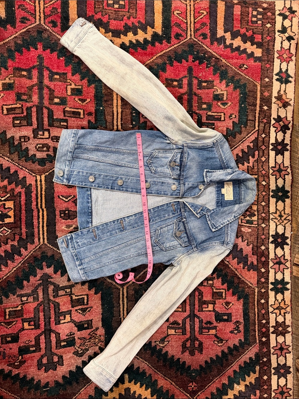 Japanese Denim Jean jacket 2 tone, distressed XS